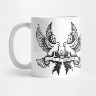 Couple of doves-  Jolly Christmas banner Mug